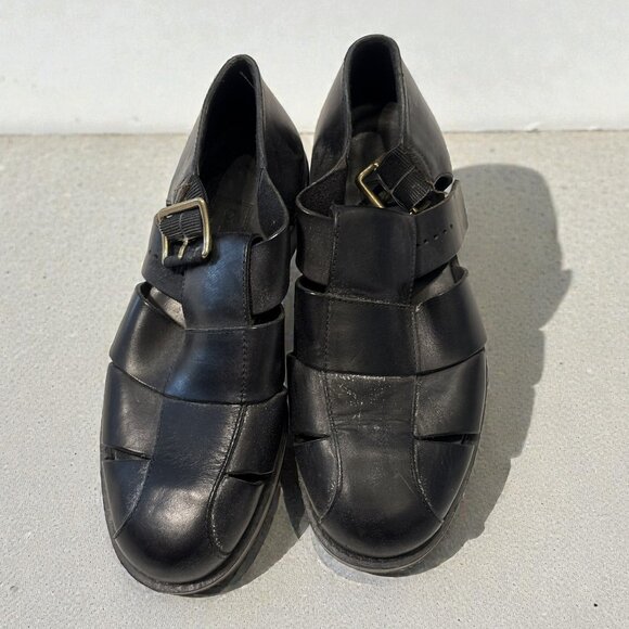Cole Haan Black Leather Fisherman Sandals